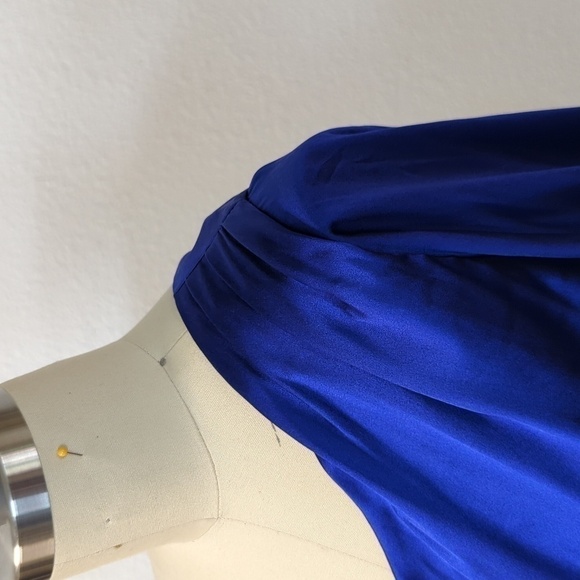 Ramy Brook One Shoulder Blouson Satin Silk Dress Blue S party cocktail nye glam - Picture 4 of 10